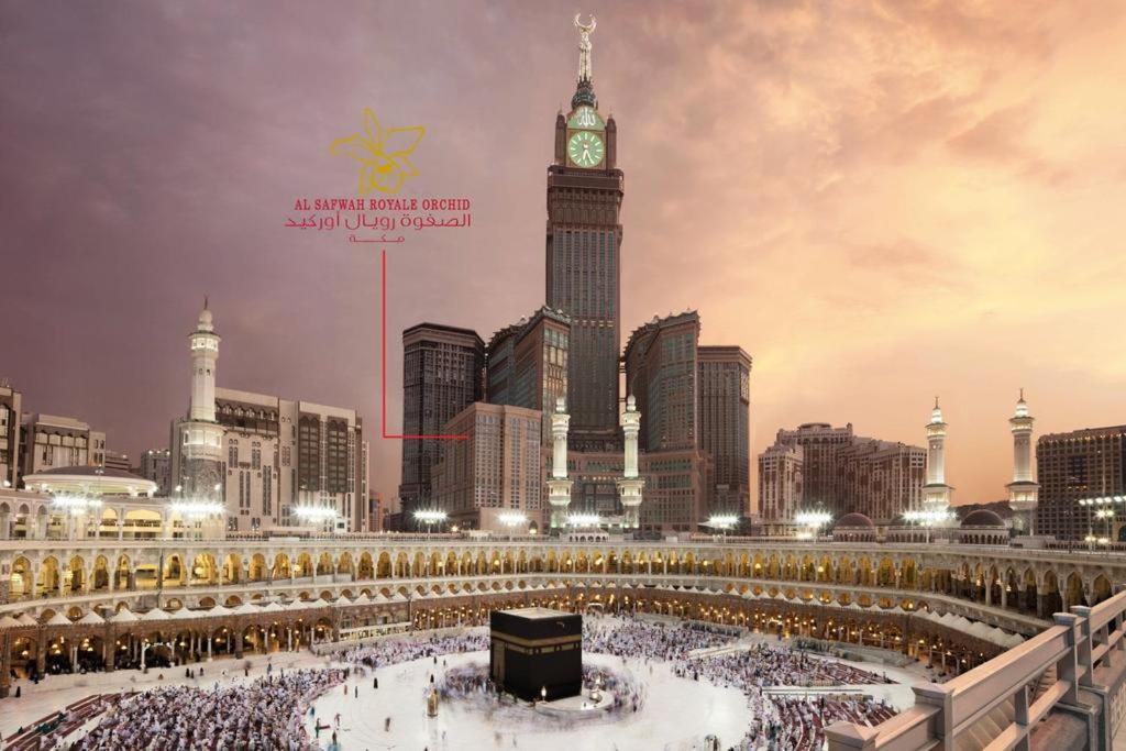 The Al Safwah towers on Ajyad Street, opposite the King Abdulaziz Gate of the Grand Mosque